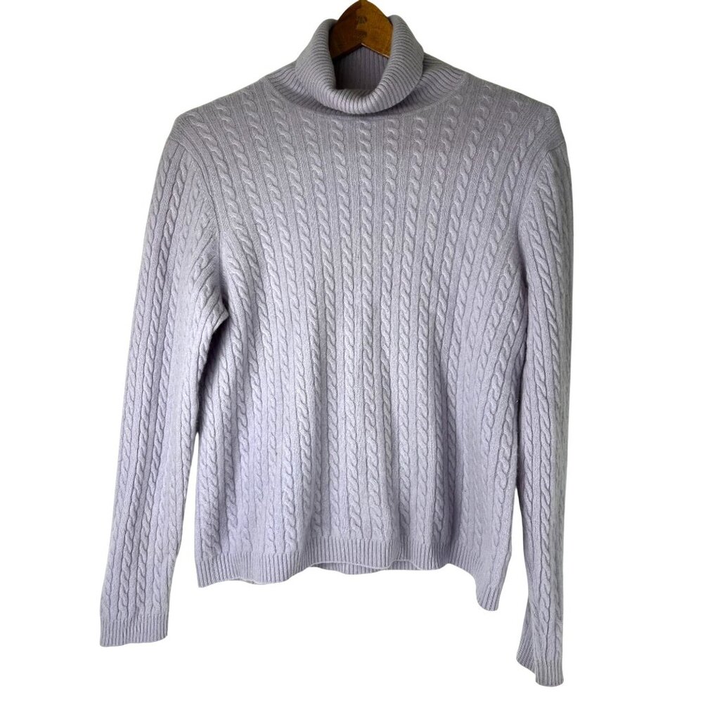 EASTER Charter Club 2-Ply Cashmere Lilac, Amethyst Turtleneck Sweater, Women's L